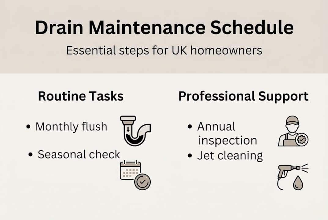 Infographic showing UK drain maintenance schedule