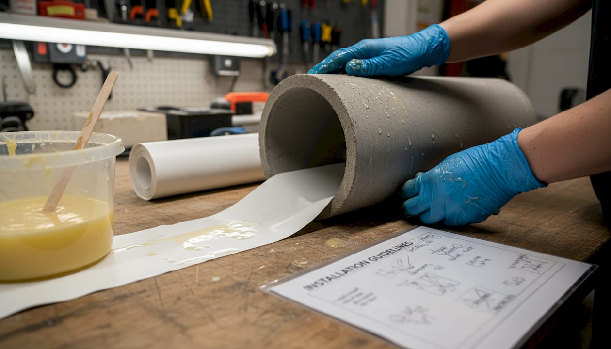Technician prepares liner for CIPP pipe relining