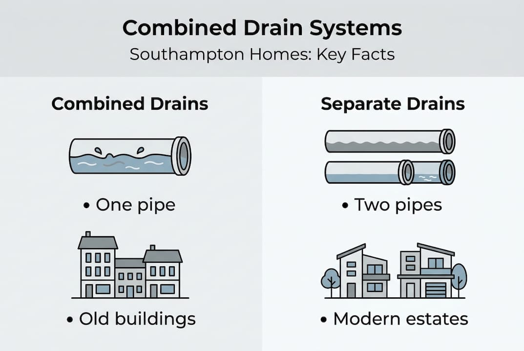 Infographic comparing combined and separate drains