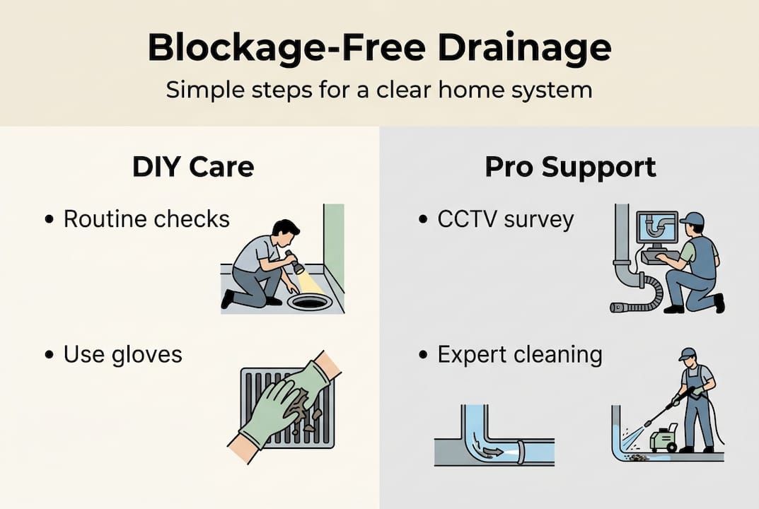 Infographic showing home drainage prevention tips