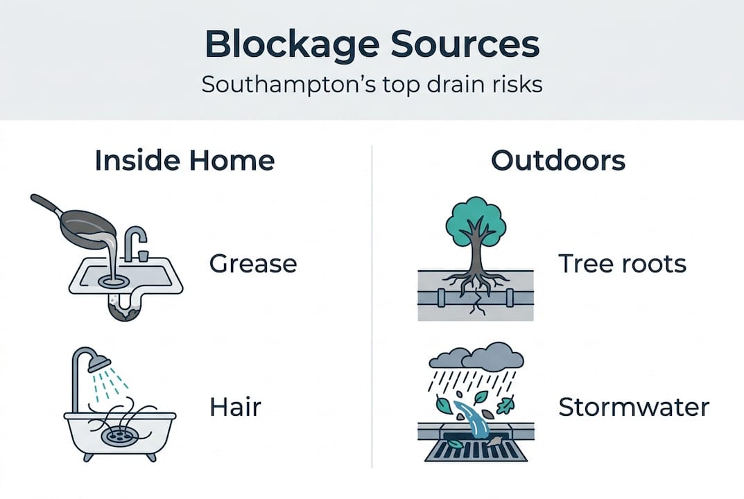 Infographic showing blockages indoors and outdoors