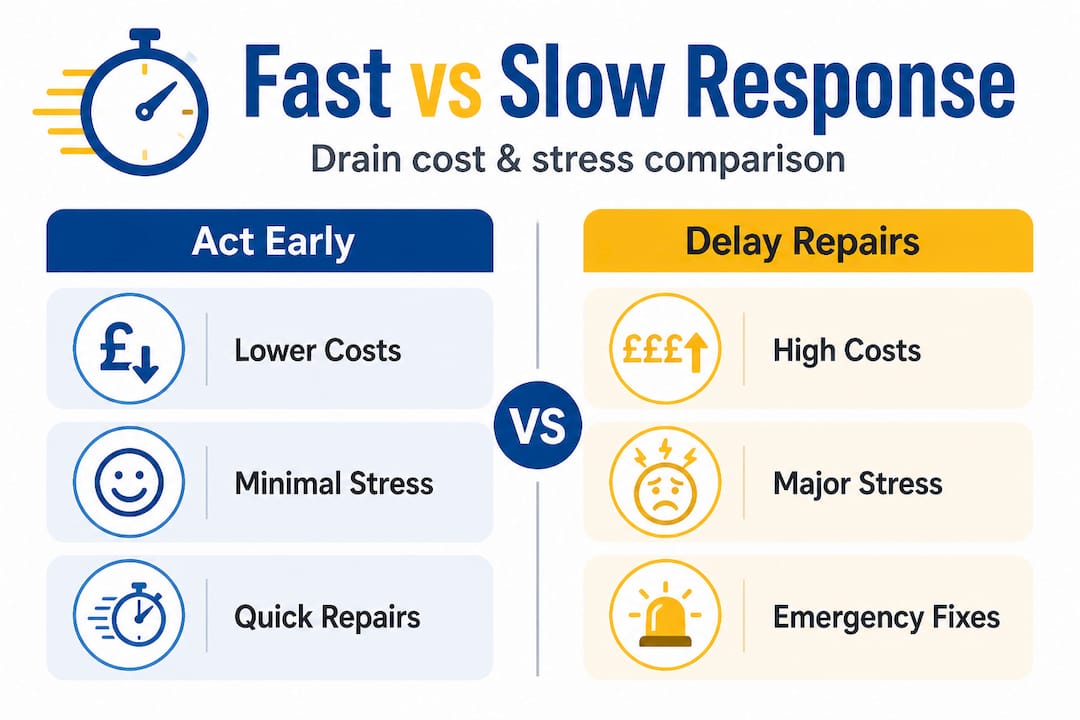 Infographic comparing fast versus slow drain response