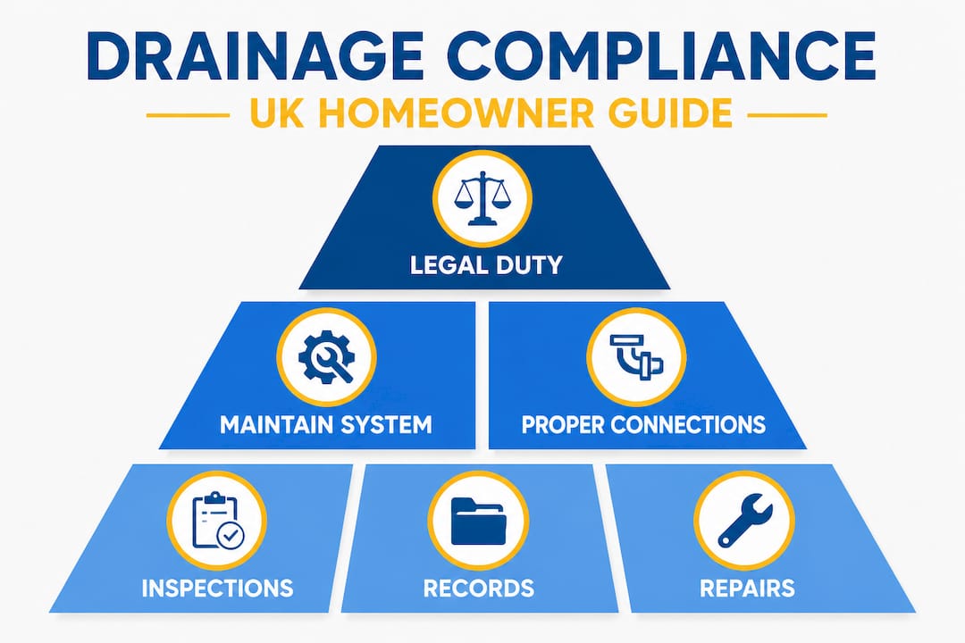 Infographic summarizing drainage compliance responsibilities