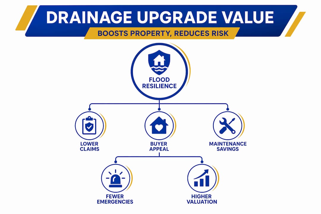 Infographic showing drainage upgrades boosting property value