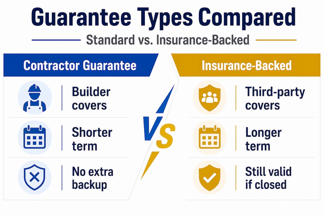 Infographic comparing guarantee types feature highlights