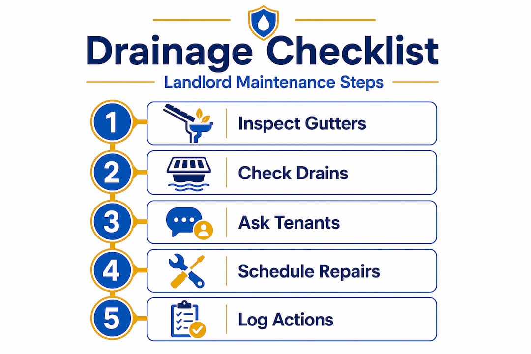 Infographic of landlord drainage maintenance steps
