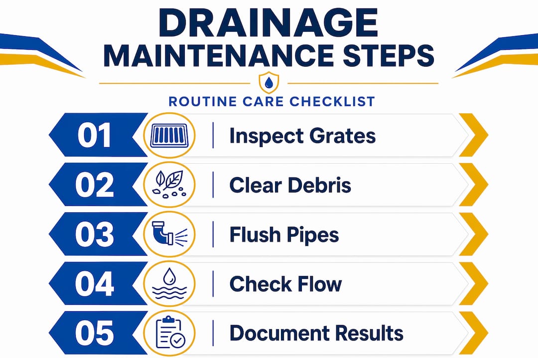 Infographic of drainage maintenance checklist steps
