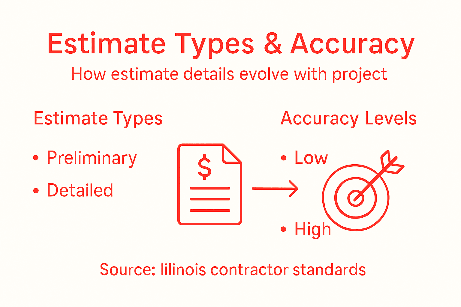 Infographic about renovation estimate types and accuracy