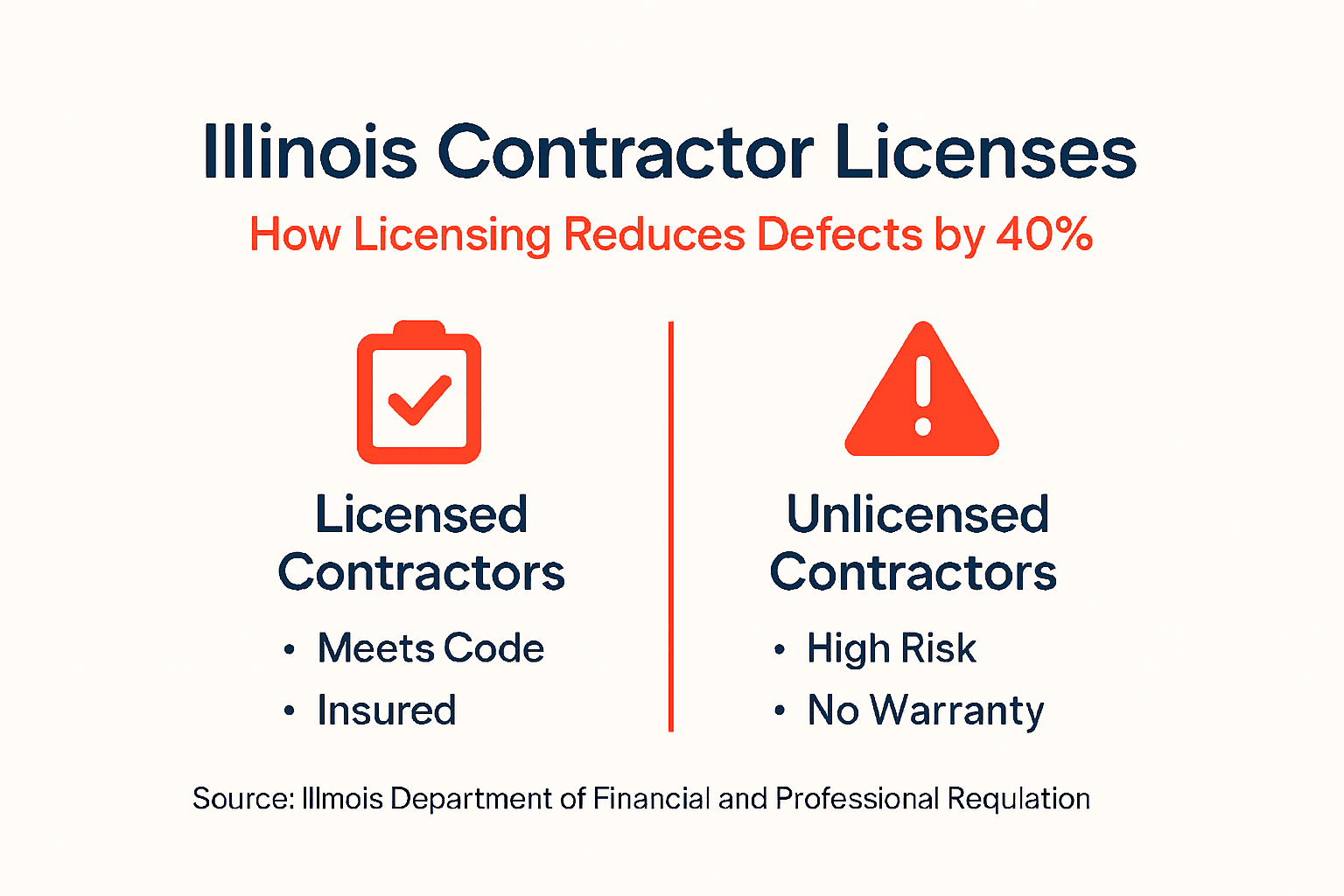 Infographic showing licensed vs unlicensed contractor benefits