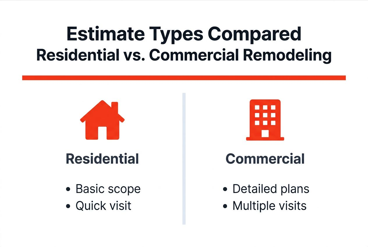 Infographic comparing residential and commercial estimates