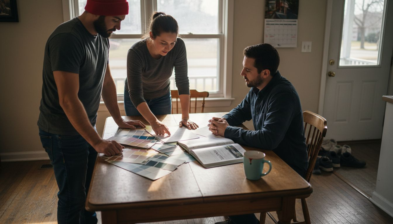Homeowners meet local contractors to discuss renovations