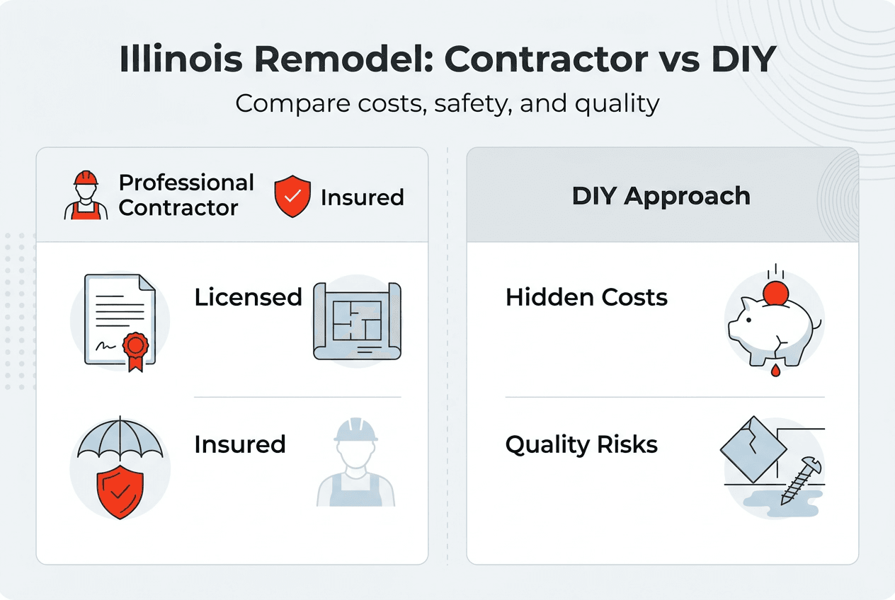Infographic comparing contractor and DIY risks
