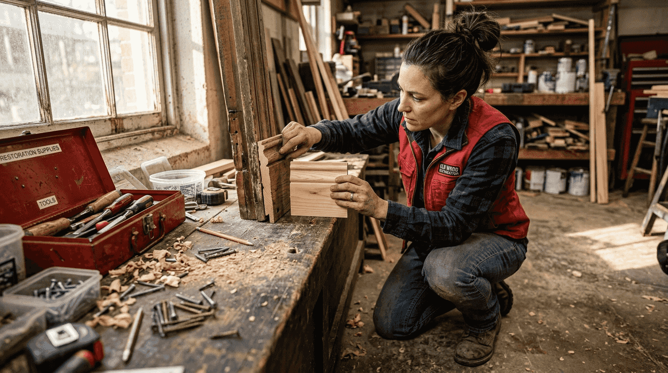 Remodeler comparing old and new trim profiles