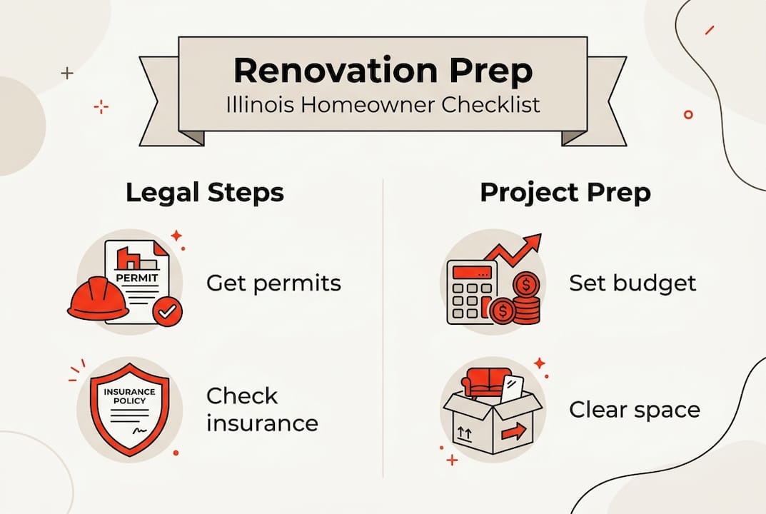 Renovation prep infographic with key steps