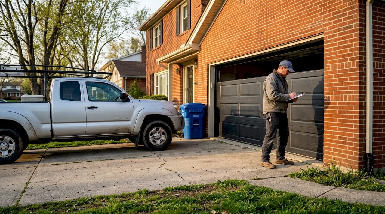 Contractor fits new garage door at Illinois home