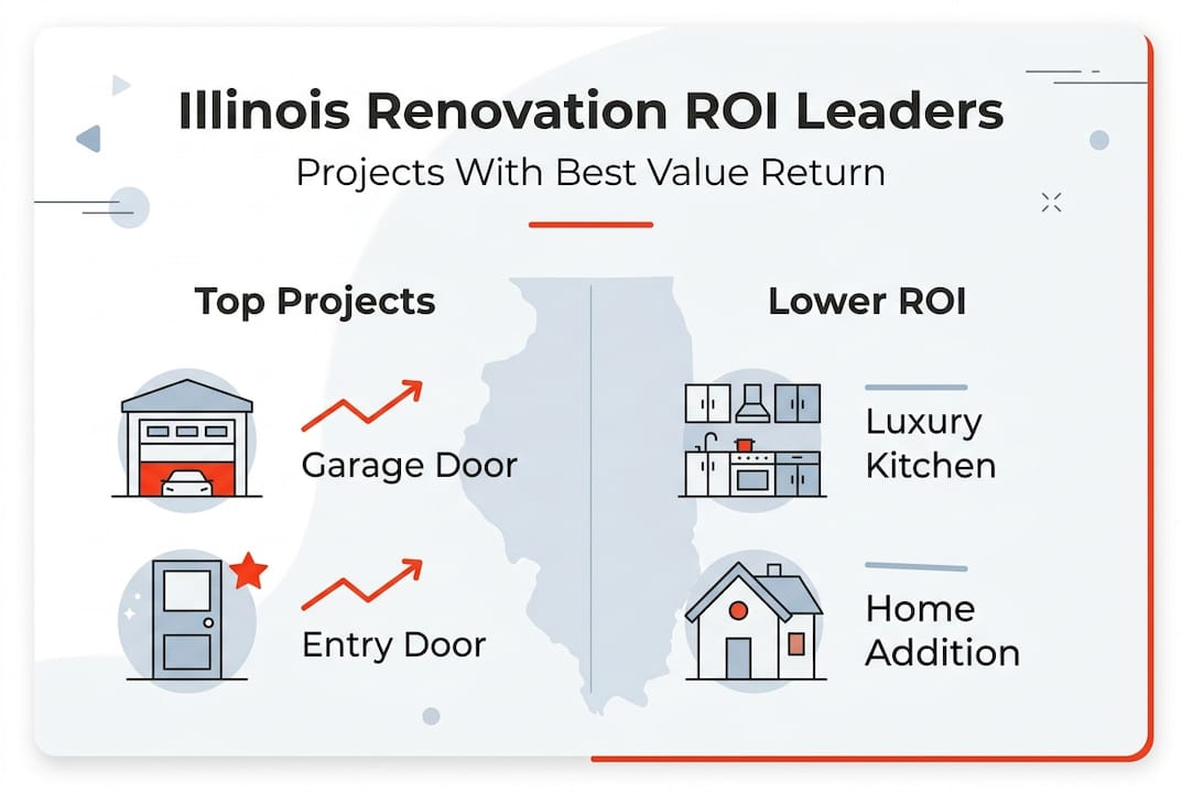 Infographic ranking Illinois renovation ROI projects