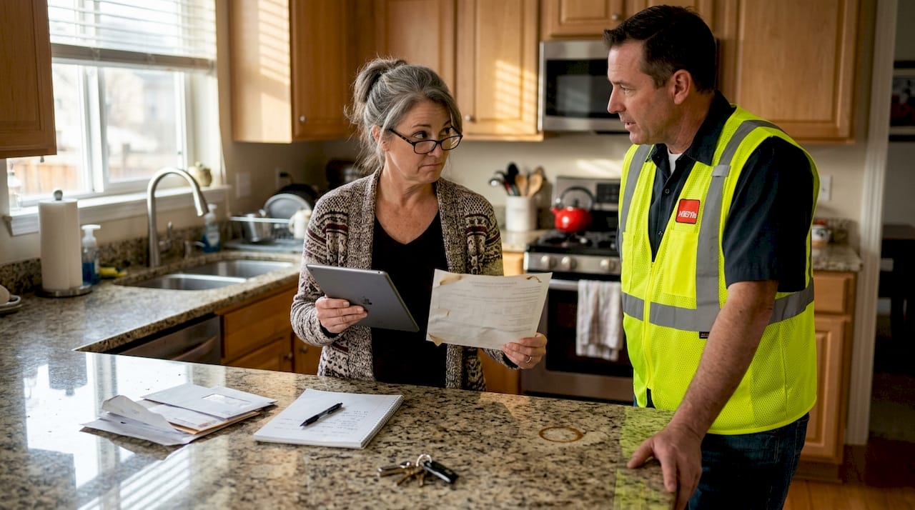 Homeowner reviews contractor’s insurance certificate