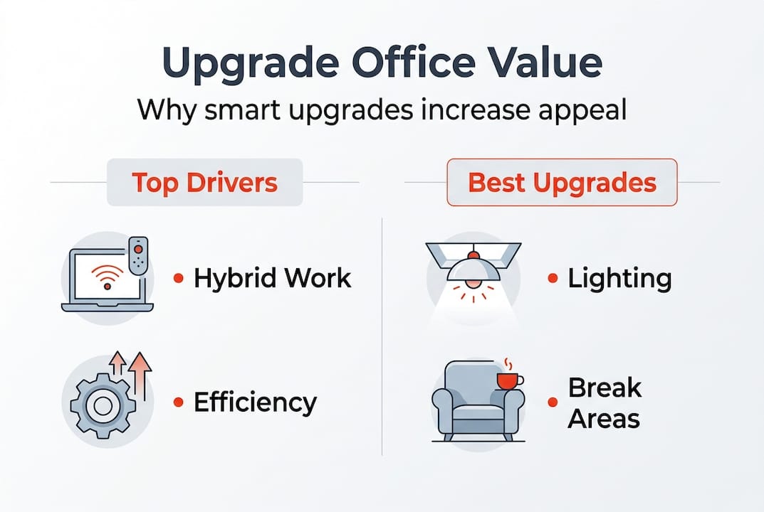 Benefits of office interior upgrades infographic