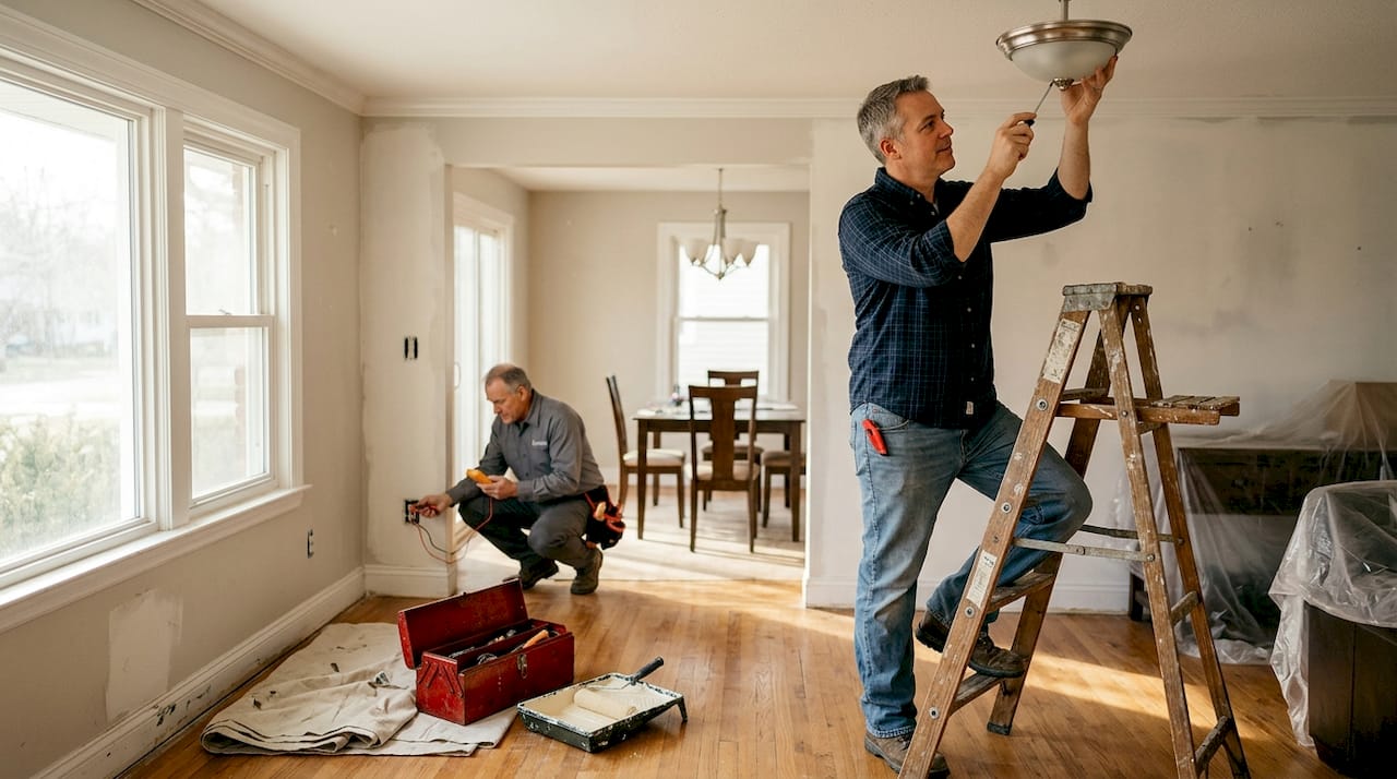 DIY homeowner working with contractor indoors