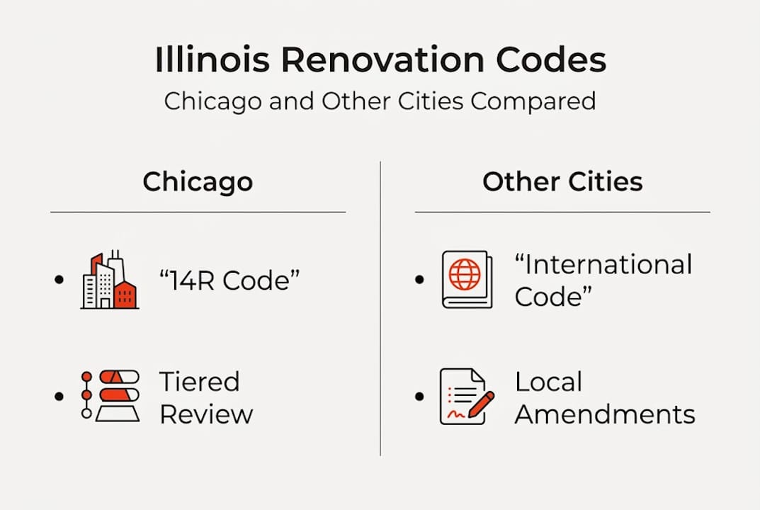 Infographic comparing Chicago and other Illinois codes
