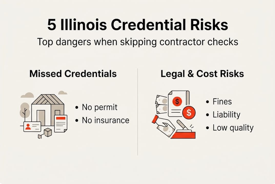 Infographic showing 5 key Illinois contractor risks