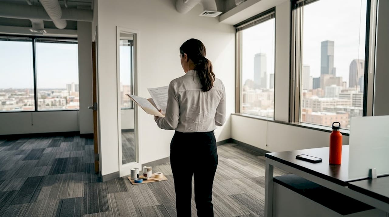 Leasing agent in upgraded office interior