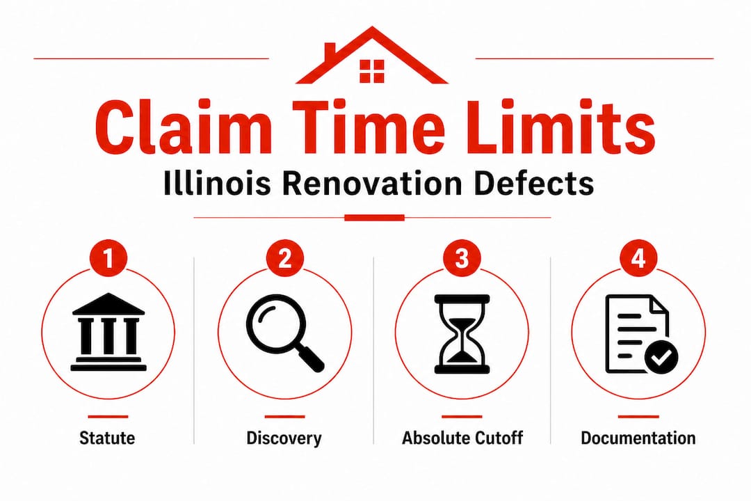 Infographic outlining claim timelines for Illinois renovations
