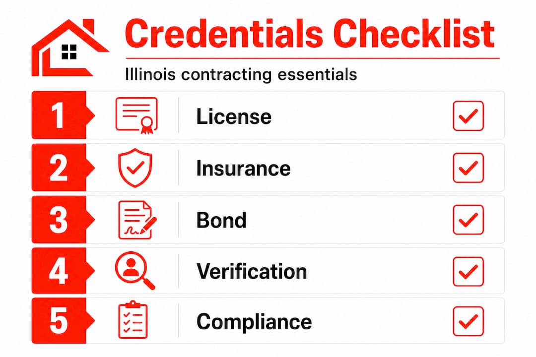 Credential checklist steps for Illinois contractor