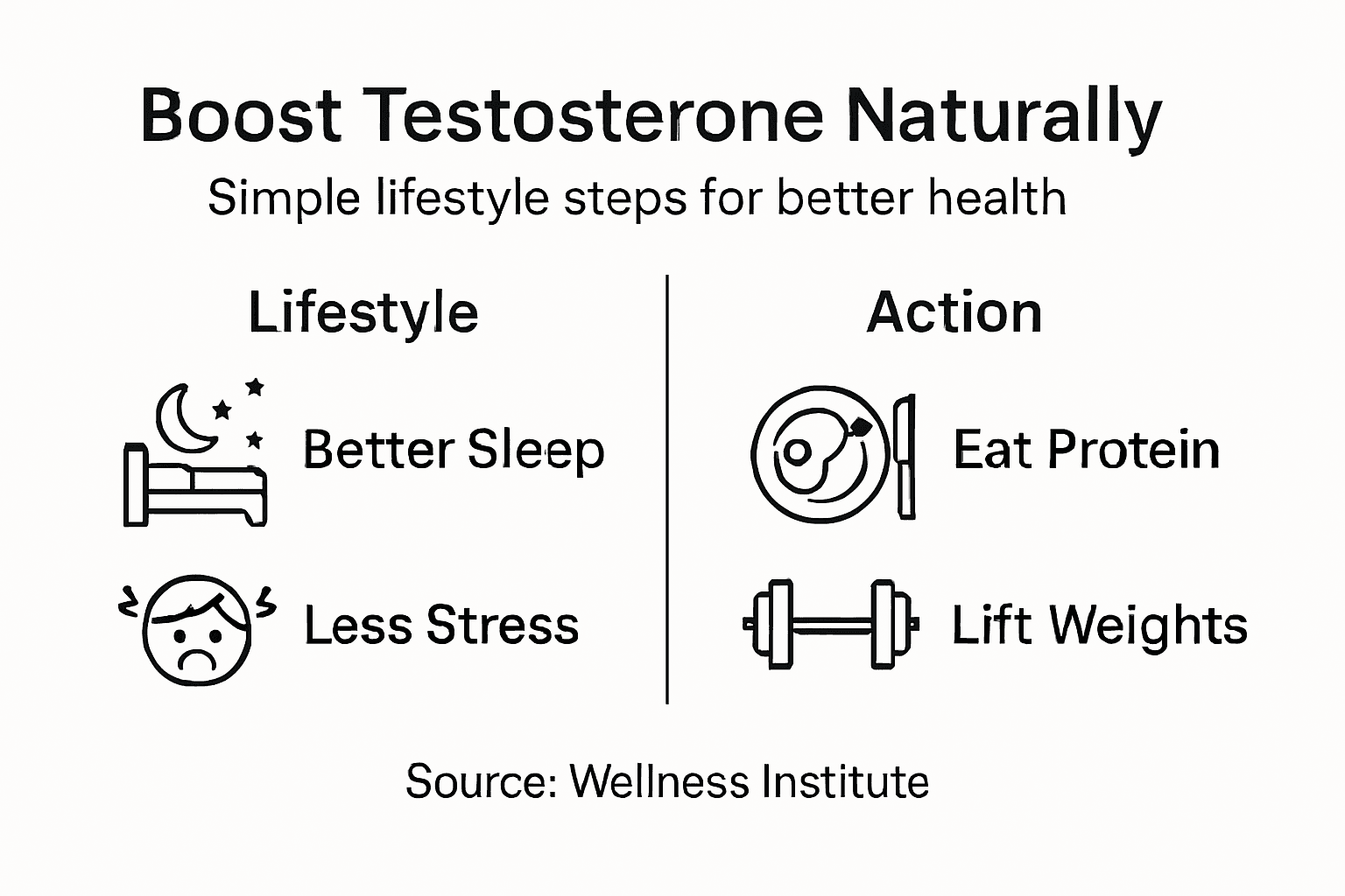 Infographic of natural testosterone boosting steps