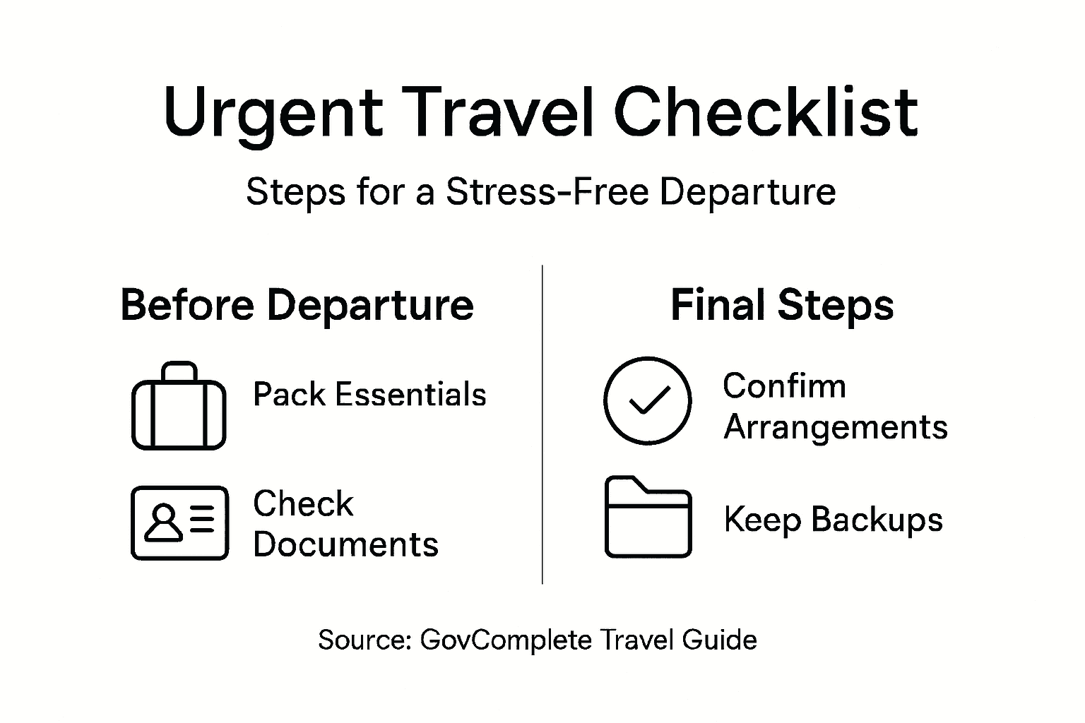 Infographic urgent travel checklist summary