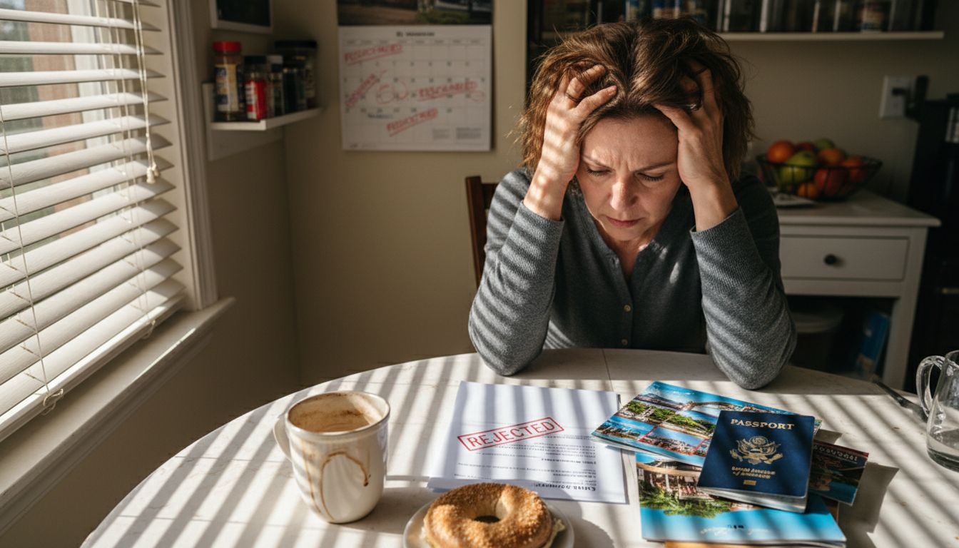 Frustrated applicant with rejected passport documents