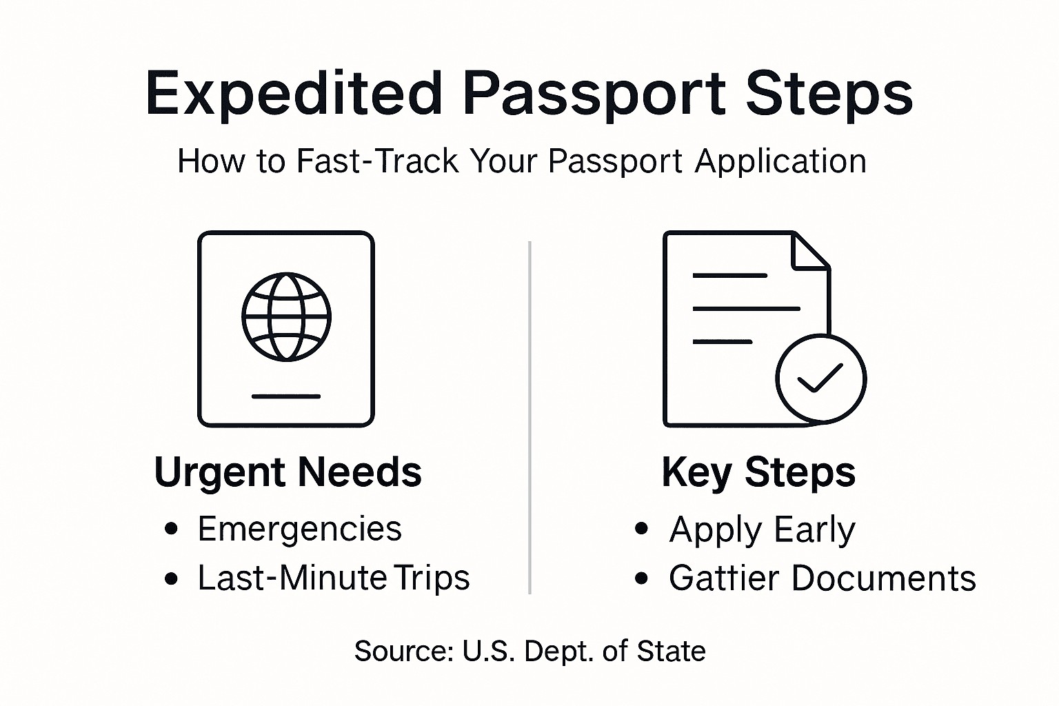 Infographic showing steps for expedited passport