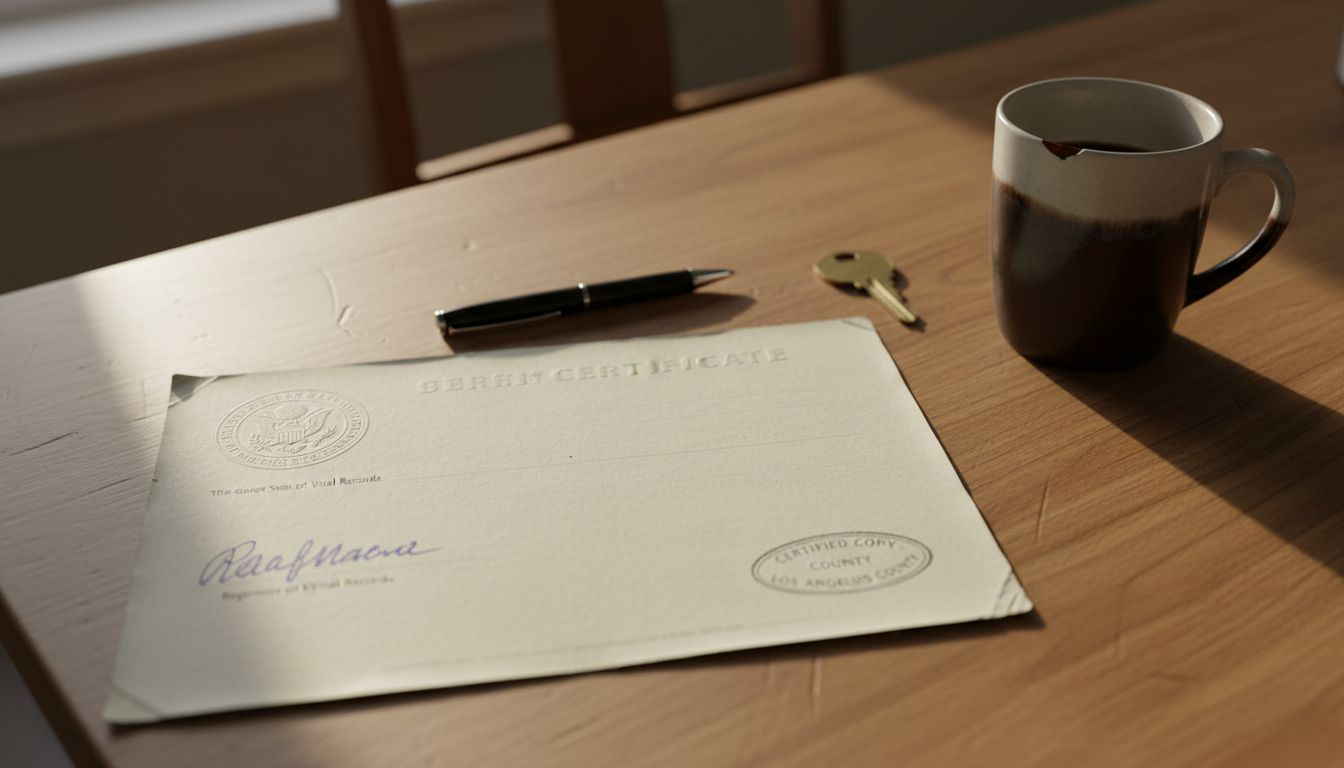 Certified birth certificate close-up with official seals