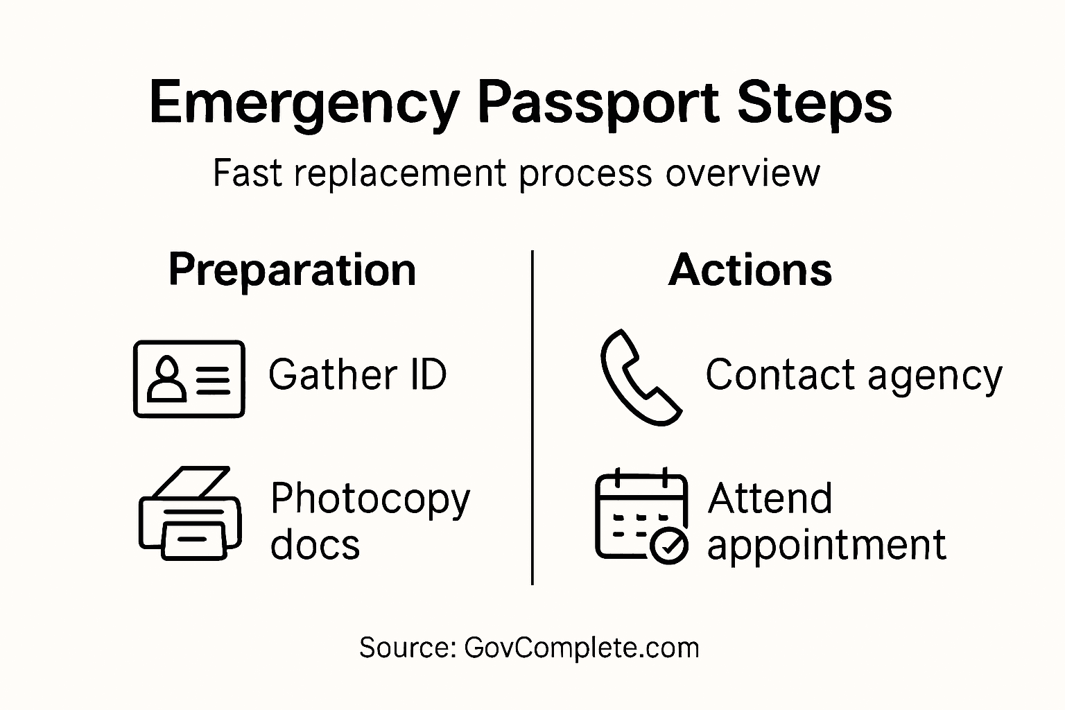 Infographic of emergency passport replacement process