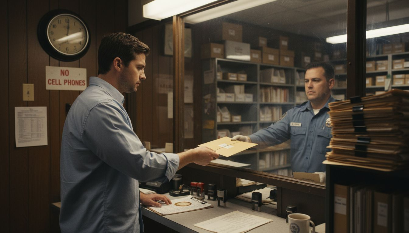 Expeditor submitting documents at agency desk