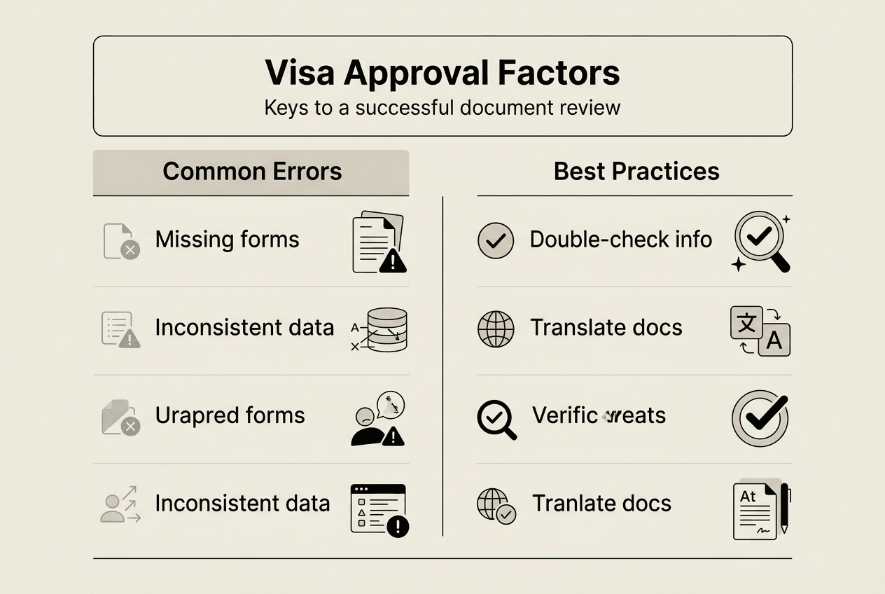 Infographic showing success factors in visa document review