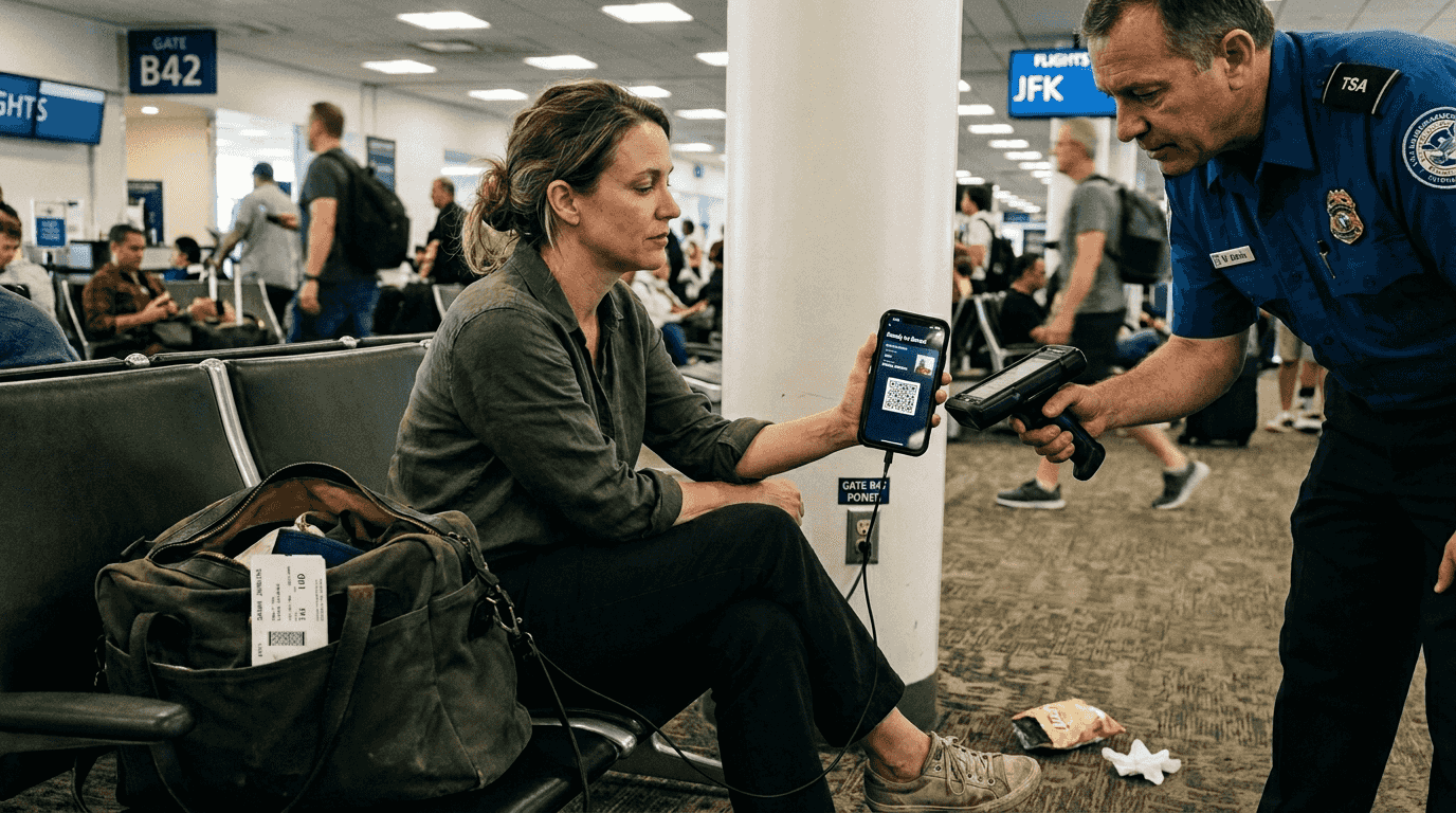 Traveler using digital credential for airport check
