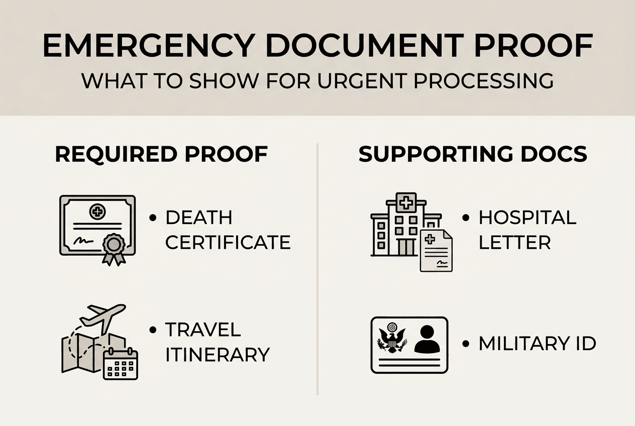 Infographic emergency document proof requirements