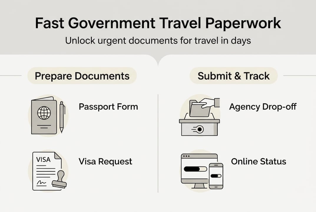 Infographic of fast travel paperwork process steps
