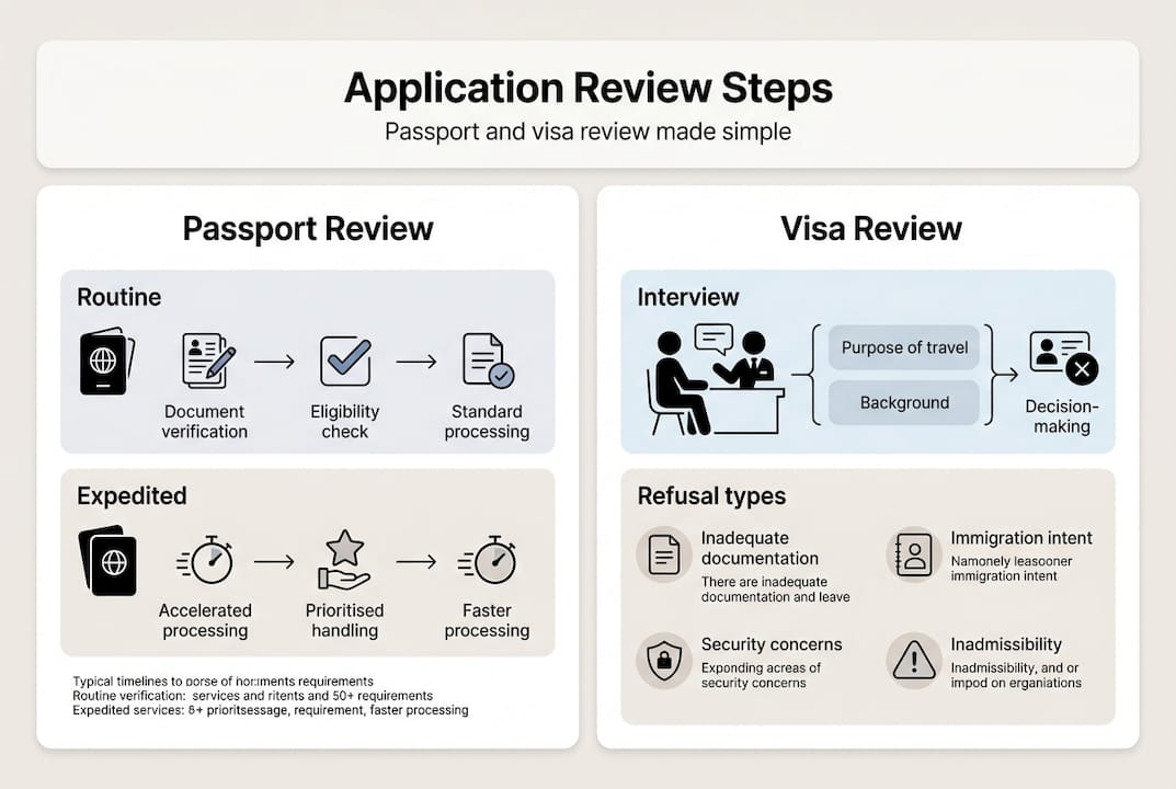 Infographic on passport and visa review steps