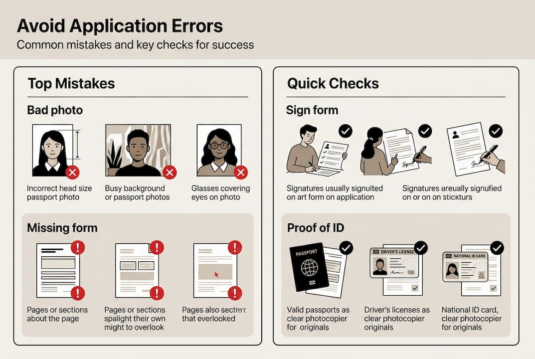 Infographic of common passport visa mistakes and checks