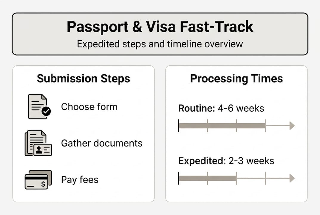 Infographic showing expedited passport timeline