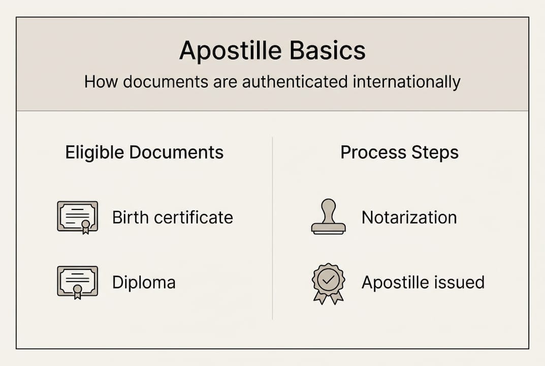 Infographic showing apostille eligibility and steps