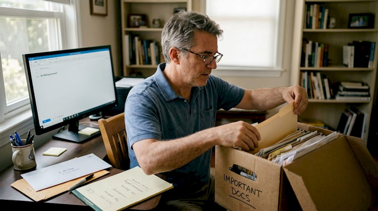 Man searching files for missing records