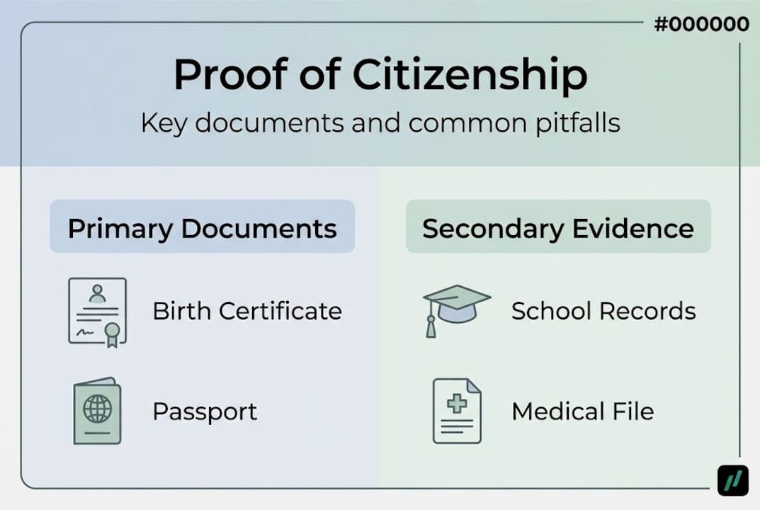 Infographic shows citizenship documents and pitfalls