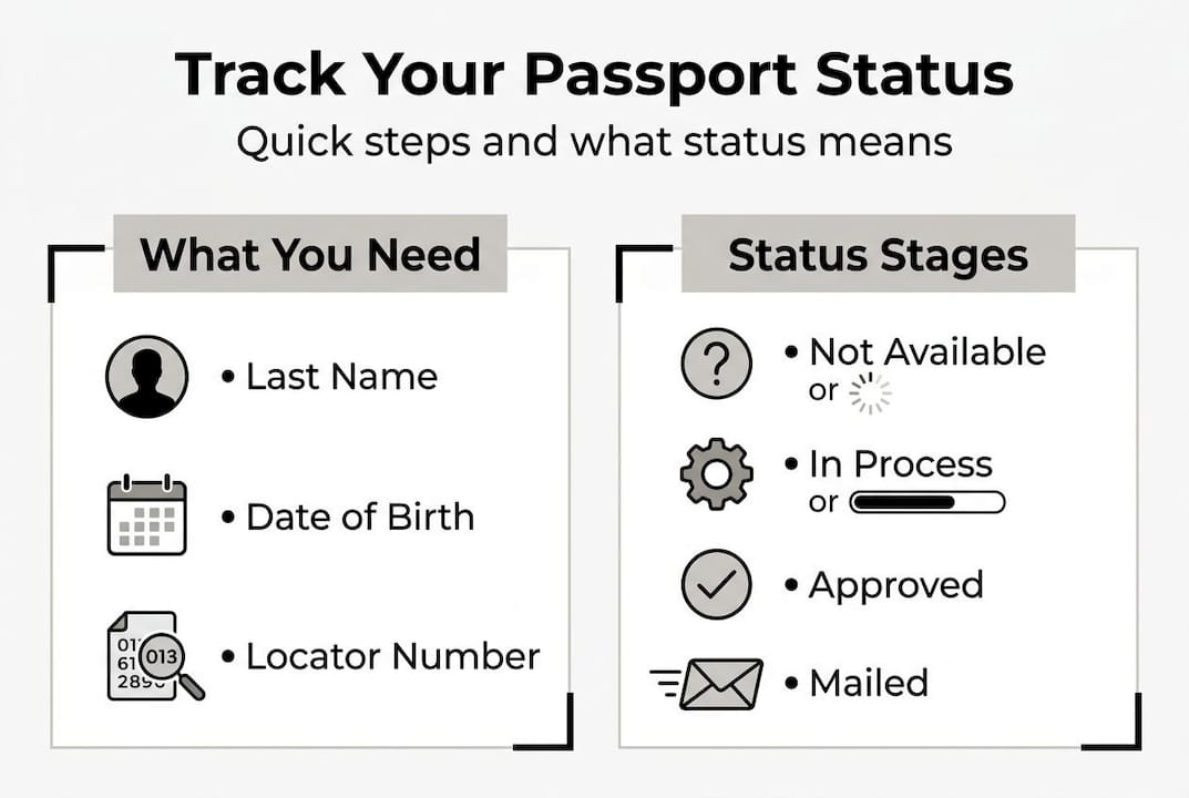 Infographic on tracking passport status overview