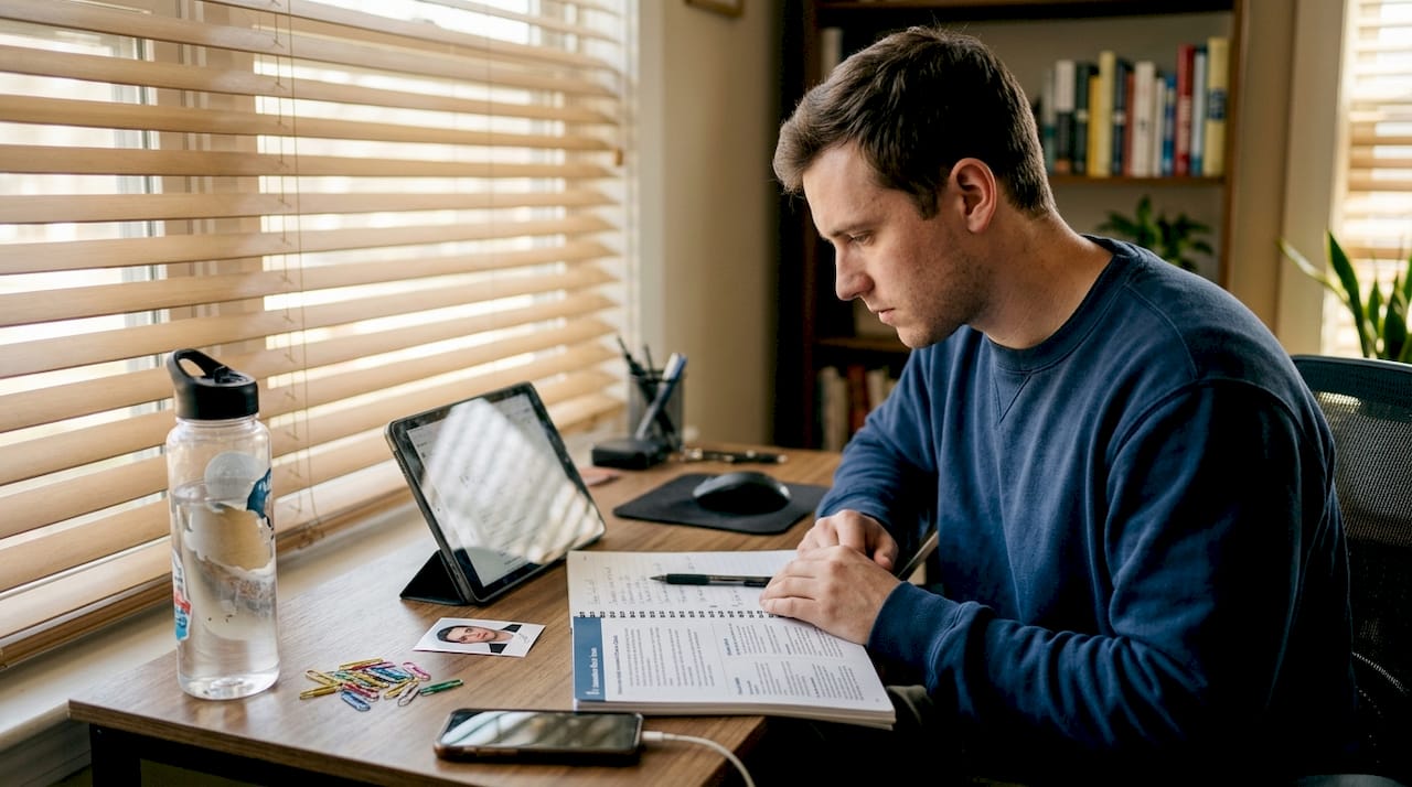Man reviewing digital passport photo checklist
