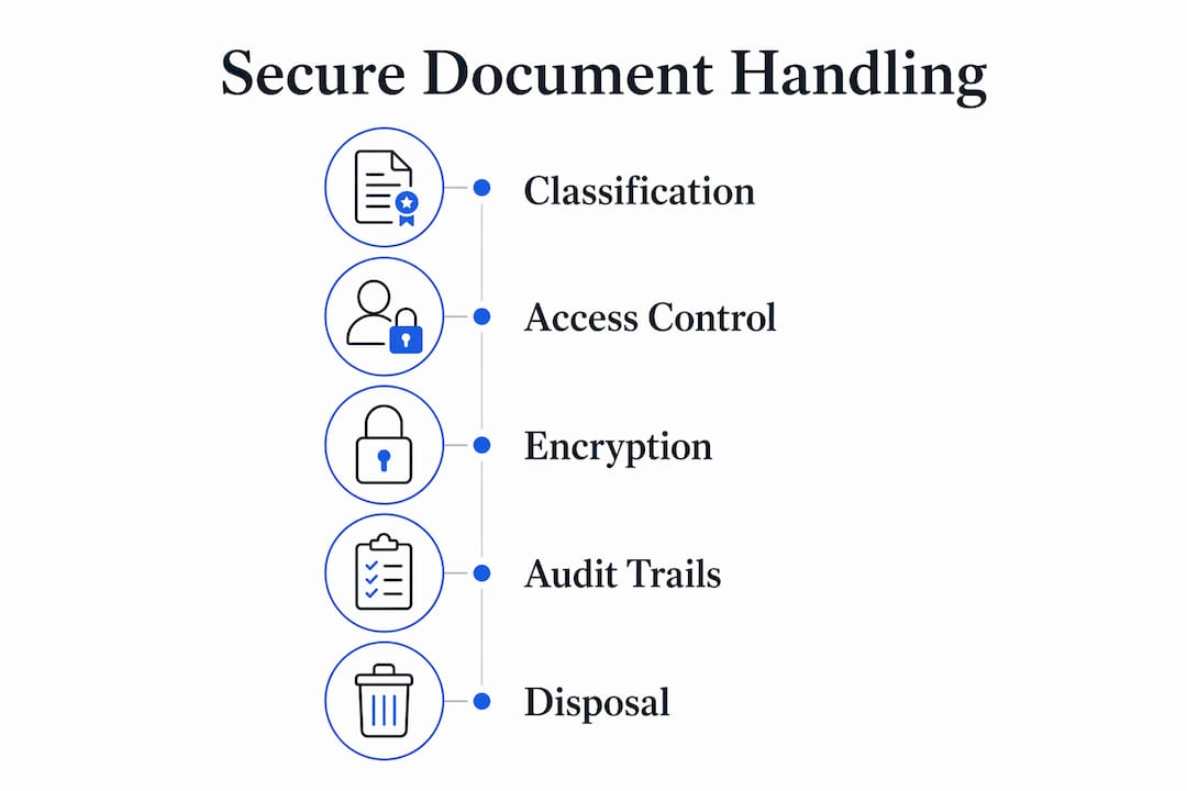 Infographic showing steps of secure document handling process