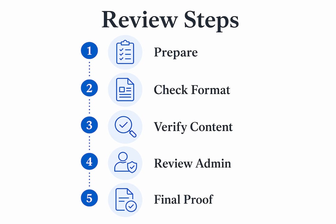 Infographic illustrating document review steps