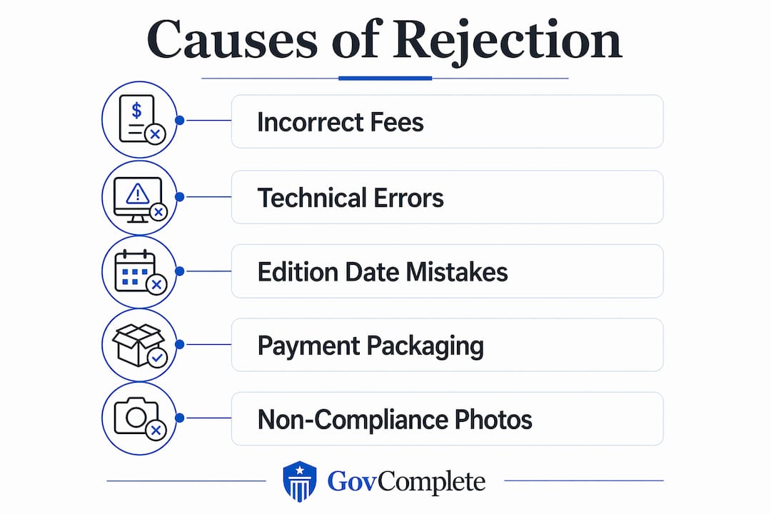 Infographic showing causes of document rejection